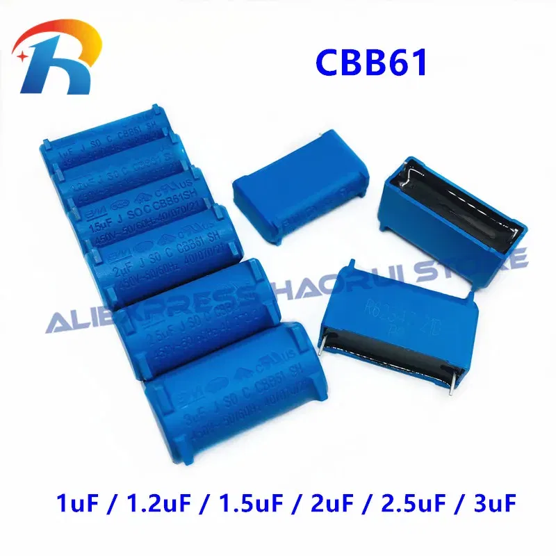 10pcs/lot BM CBB61 1.5uF 450VAC Air conditioning fan Pin type Motherboard circuit board starting capacitor