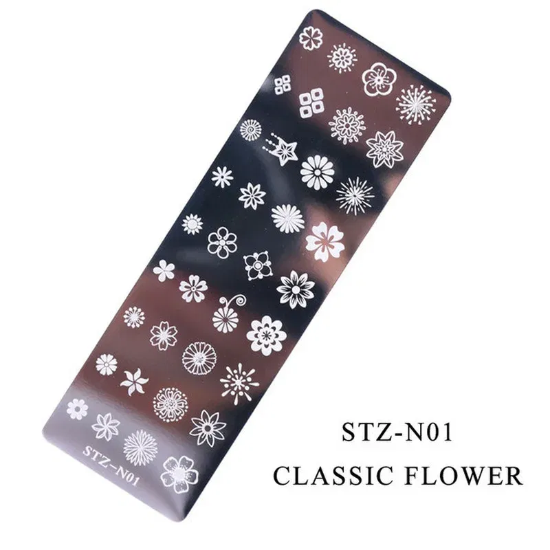 Color: WHITE - 12Designs Retro Flower Butterfly Nail Art Templates Stamping Plate Snowflake Animal Lace Stamp Templates Plate Image Decor Tools