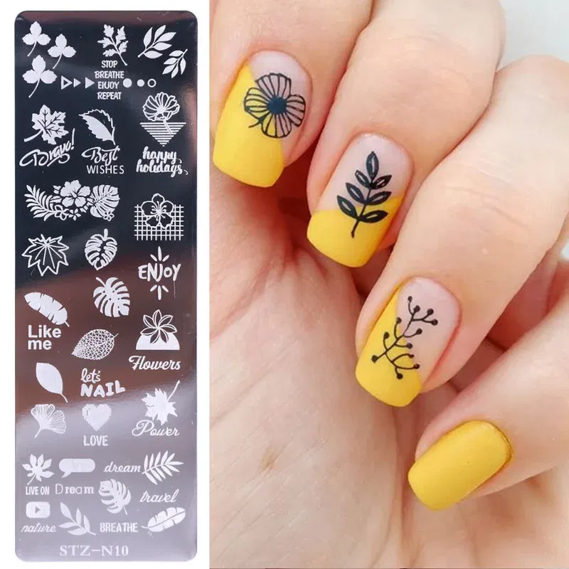 Color: WHITE - 12Designs Retro Flower Butterfly Nail Art Templates Stamping Plate Snowflake Animal Lace Stamp Templates Plate Image Decor Tools