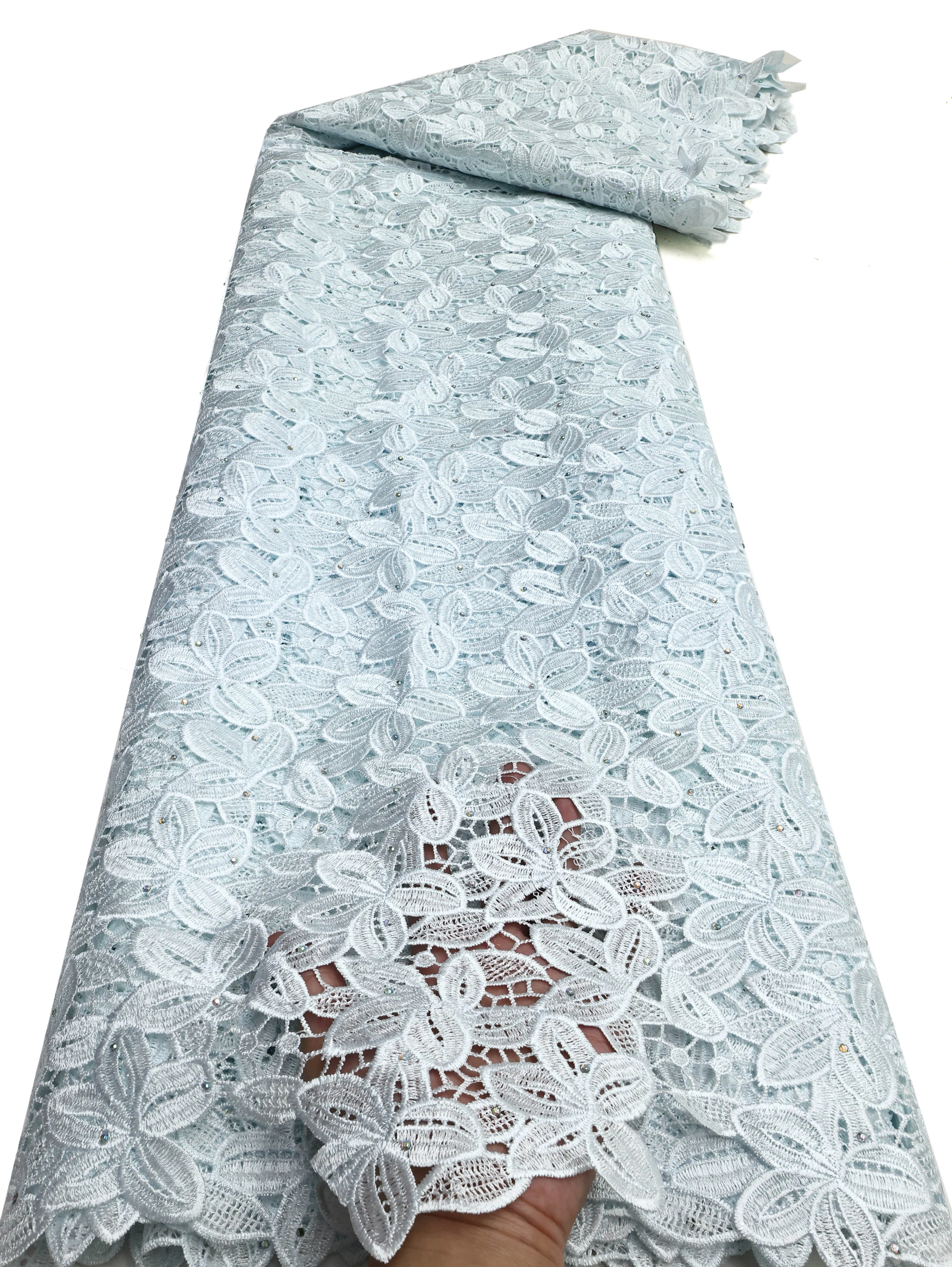 Color: Khaki, Length: 5 yards, Width: 120cm - 2025 African Nigerian Tulle Lace Fabric Sequins Sewing Guipure Beads Stone Embroidery Dresses High Quality 4 Yards