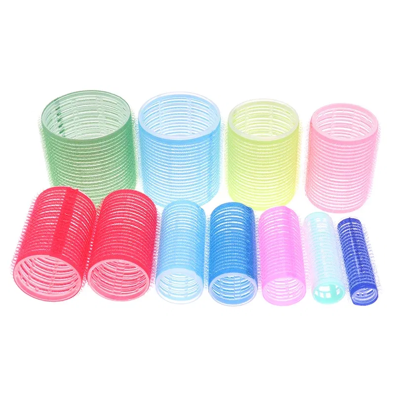 Color: Pink - 6 Pcs Hairdressing Home Use DIY Magic Large Self-Adhesive Hair Rollers Styling Roller Roll Hair Curler Beauty Tool 10 Size