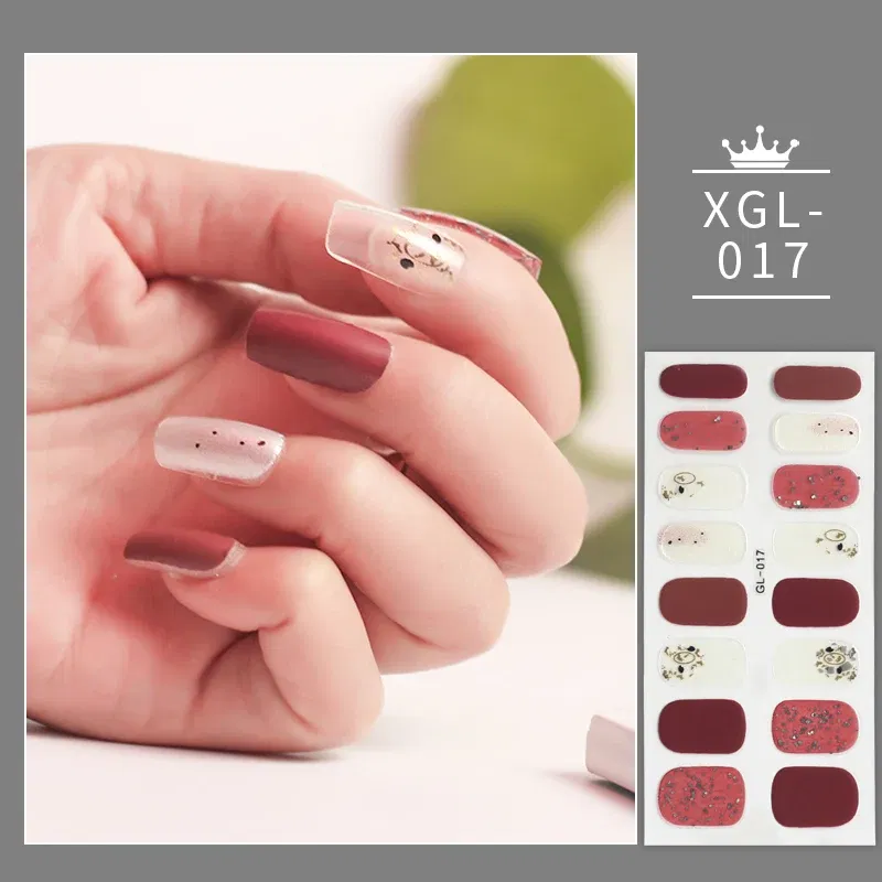 Color: VIOLET - 1 Sheet Glitter Nail Stickers Nail Art Polish Stickers Nail Tips Nail File Adhesive Wraps Manicure Decal Strips Drop Shipping