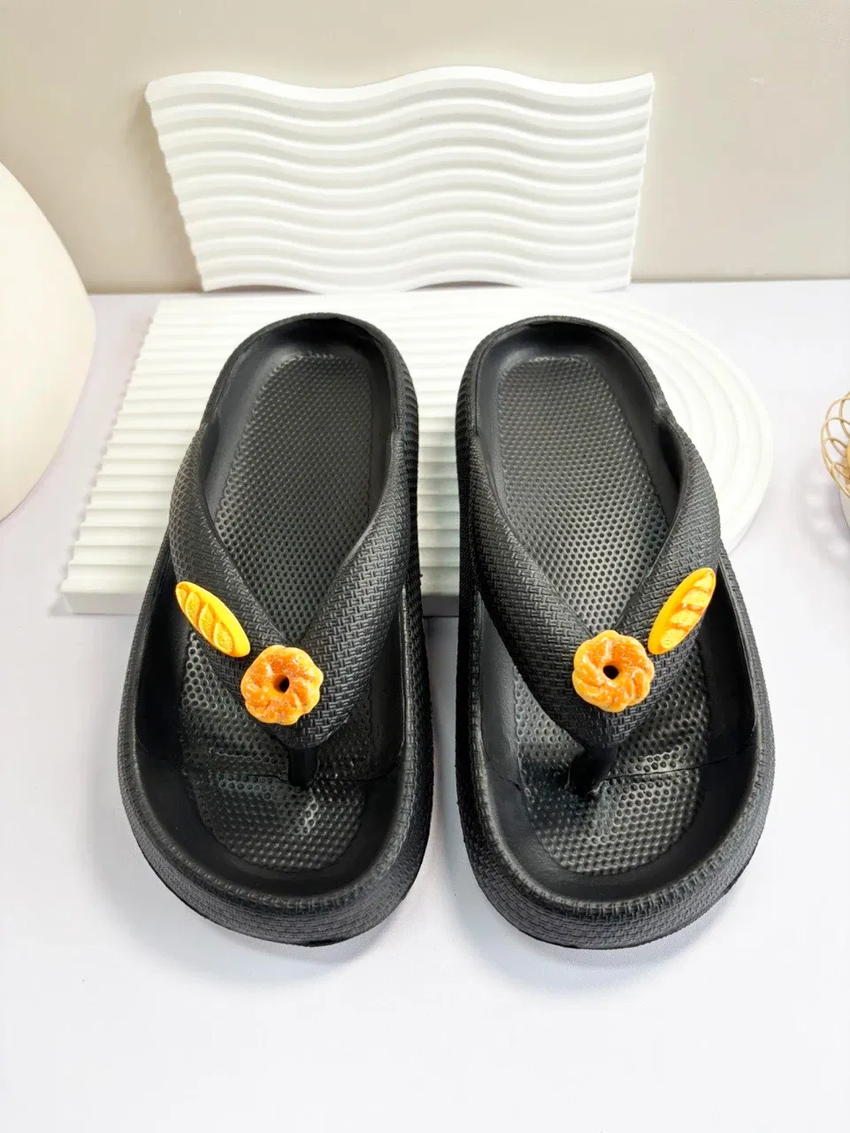 Color: Chrome yellow, Shoe Size: 36-37 - Summer Multi Color Women's Flip Flops Fashionable Metallic Teddy Bear Bow Slide Sandal Beach Vacation Home Versatile Footwear