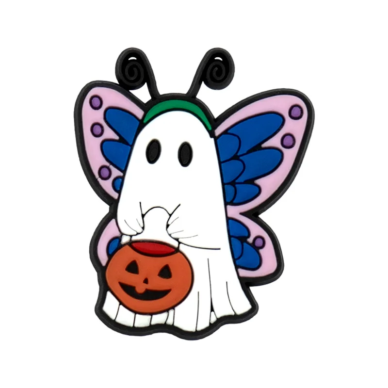 Color: Red - Halloween Shoe Charms Funny Ghosts Pumpkin Clog Charms Sweets Candles Broom Shoe Clips Decorations Chips Cats Bats Clips Jeans