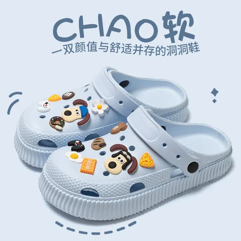 Color: Brown, Shoe Size: 38-39 - Shoes hole shoes girls wear outside couple bag head women cool slippers