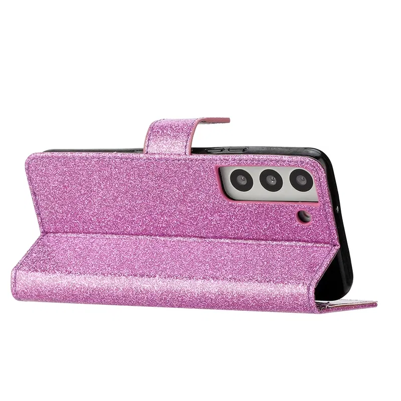 Color: Pink, Material: PE - Wallet Glitter Case For Samsung Galaxy S24 FE S23 Ultra S22 Plus S21 S20 A13 A14 A15 A16 A53 A54 A55 A34 Flip Luxury Leather