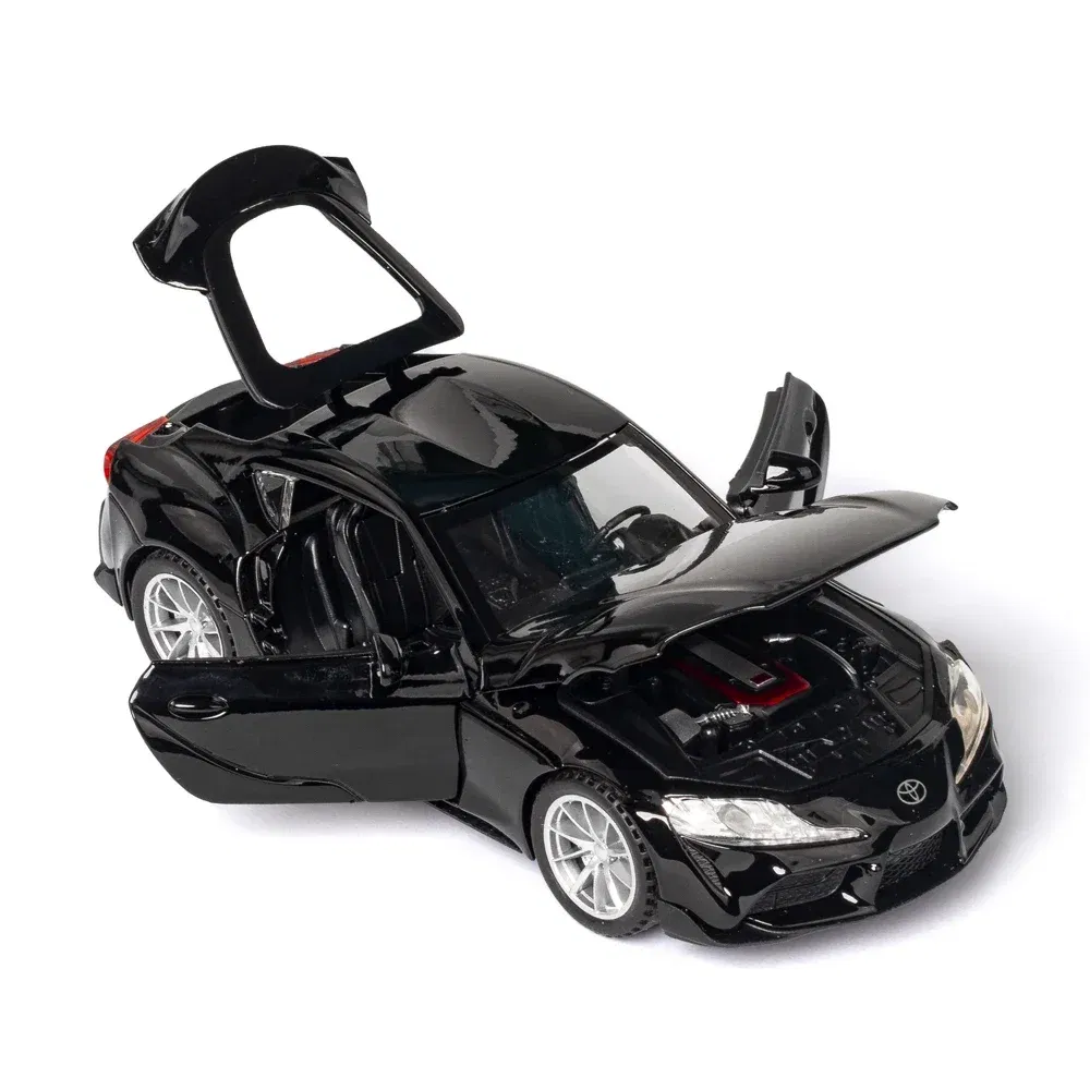 Color: black - 1:32 Toyota GR SUPRA Diecast Alloy Car Model High Simulation Metal Toy With Sound Light Pull Back For Kid Children Collection