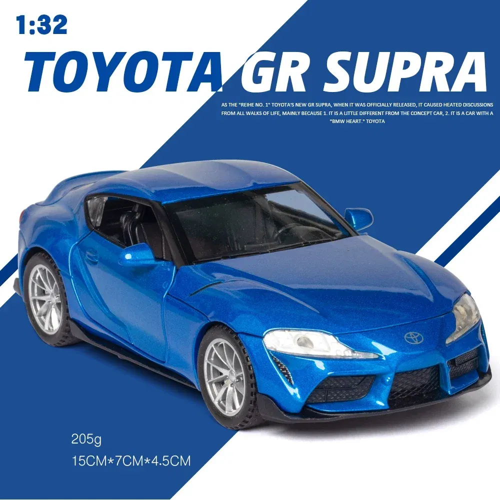 Color: black - 1:32 Toyota GR SUPRA Diecast Alloy Car Model High Simulation Metal Toy With Sound Light Pull Back For Kid Children Collection