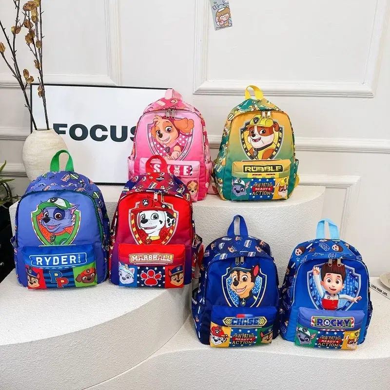 Color: Beige - PAW Patrol Original Backpack Skye Chase Schoolbag Anime Figure Boys Girls Puppy Patrol Doll Cute Cartoon for Children Toys Gifts