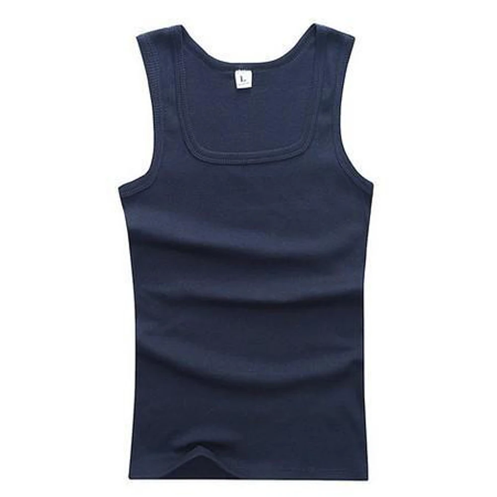 Color: Navy Blue, Size: XL - 2024 Summer Plus Size Men Clothing Tank Tops Black White Gray Singlets Sleeveless Fitness Men Vest Casual Bodybuilding Vest New