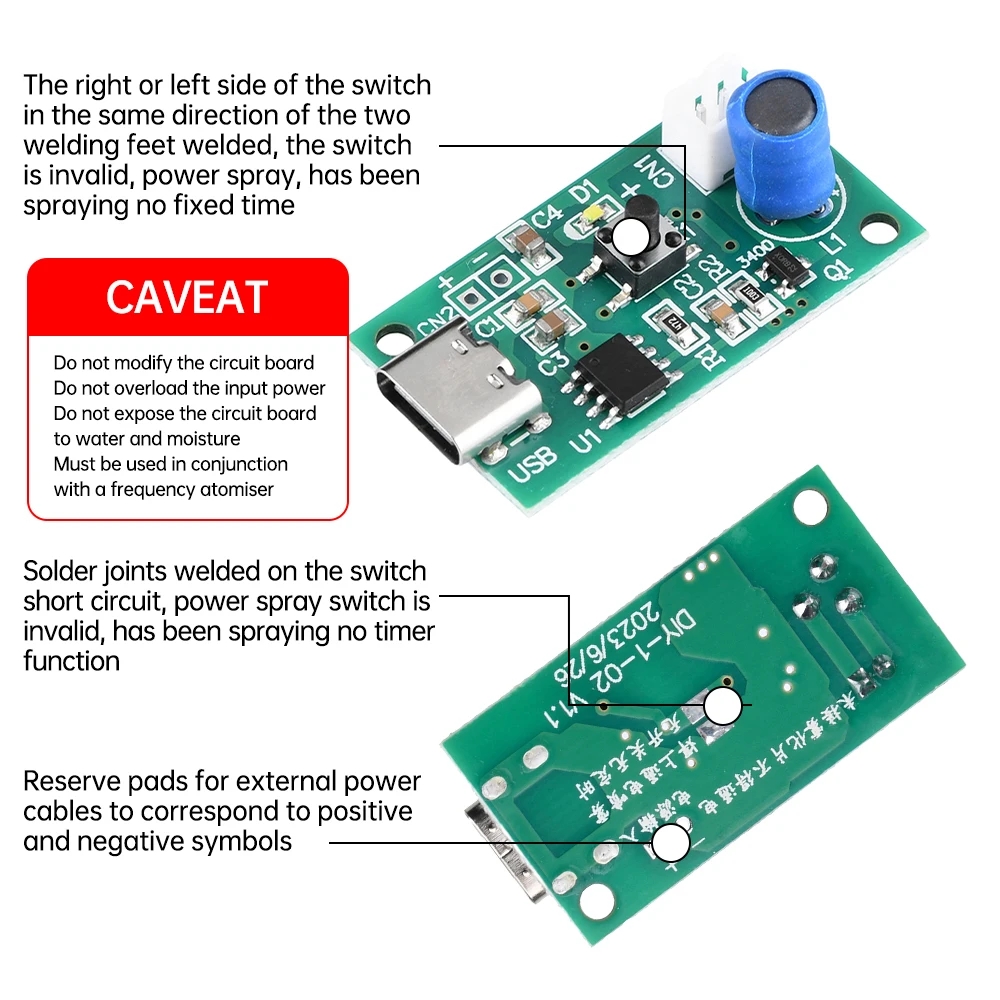 Bundle: Bundle4 - DC5V Ultrasonic Spray Humidifier Electronic Atomization Module Set Universal Humidification Module TYPE-C