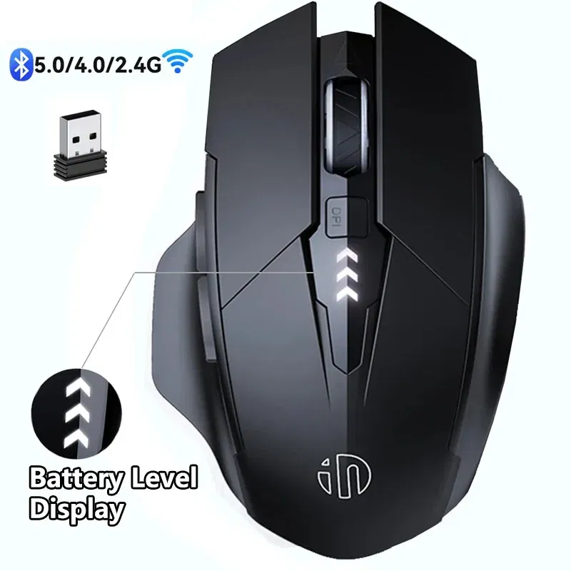 Color: PURPLE - Inphic Rechargeable Wireless Mouse Ergonomic Bluetooth 5.0 2.4G Mice Office Mute Mouse For MacBook Tablet Laptops Computer PC