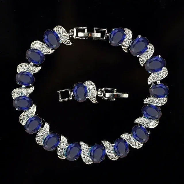 Metal Color: Light Yellow Gold Color - Fashion Exquisite Color Crystal Inlaid Ladies Charm Bracelet Engagement Wedding Jewelry