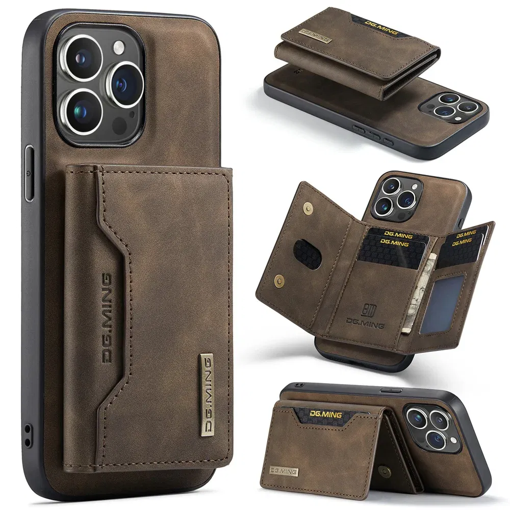 Color: Coffee, Material: Cotton Fabric - 2 In 1 Case For iPhone 16 15 14 13 12 11 Pro Max Plus XS Max XR 8 Plus SE 2022 Wallet Magnetic Leather Card Holder Pocket Cover