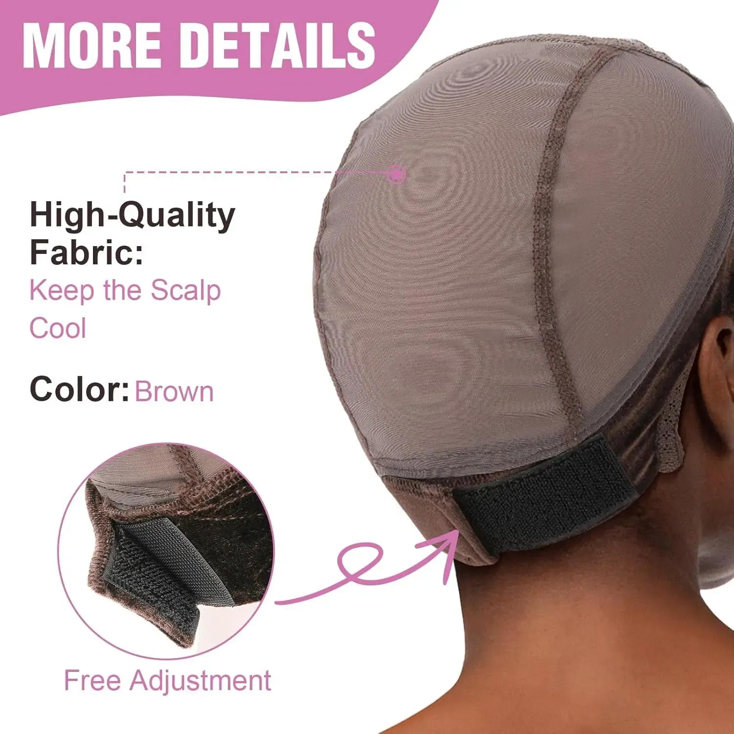 Color: Medium Brown - Lace Wig Grip Cap Wig Grip Band for Lace Front Wigs to Keep Wigs in Place, Adjustable Wig Cap with Grip Band Non Slip Cap
