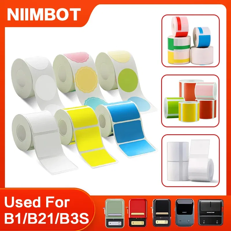 color: Silver - Niimbot Mini Printer Thermal Wire White/ Cable/Color/Round Sticker Self Adhesive Waterproof Sticker For B1 B21 B203