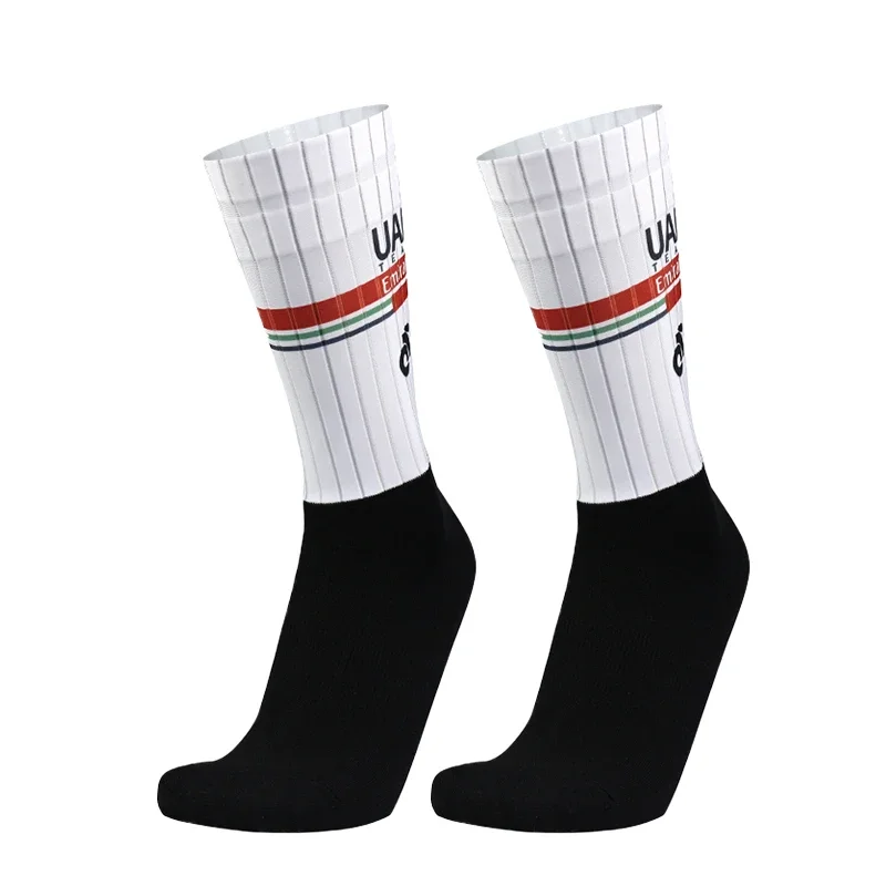Color: Brown - Pro Bike Team Aero Socks Seamless Anti Slip Road Ride Socks Outdoor Racing Cycling Socks