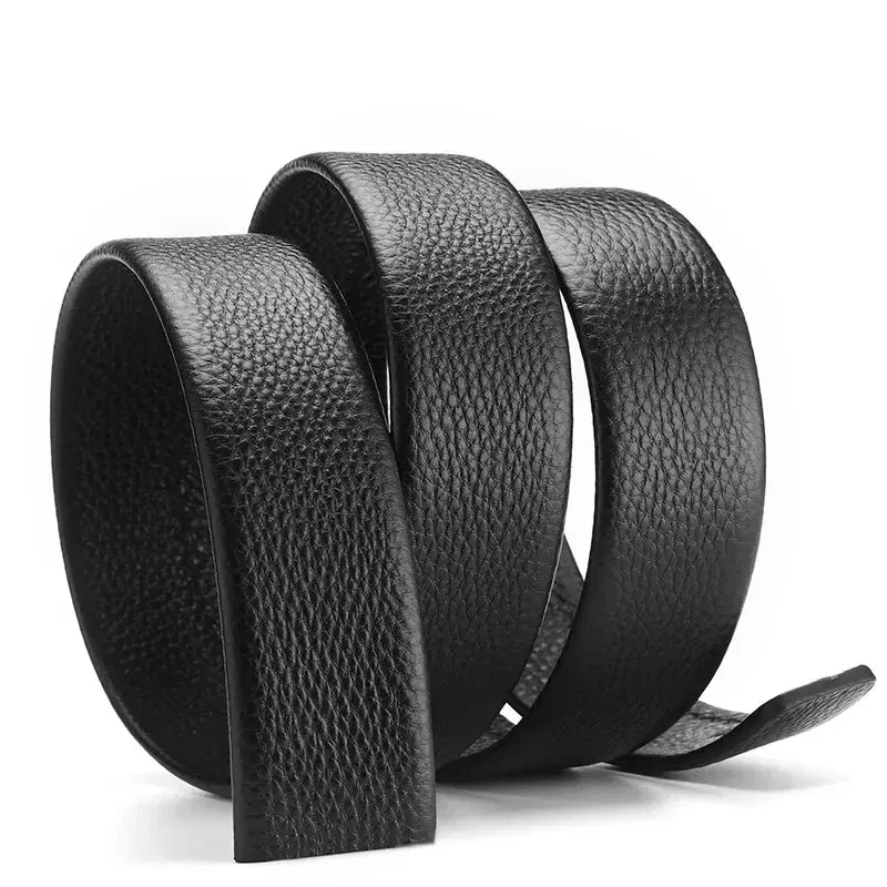 Color: green, Belt Length: 110cm - 2Pcs Men's Belt Fashion Without Buckle High End Belts Black Soft PU Leather Men Belts Body No Buckle Strap
