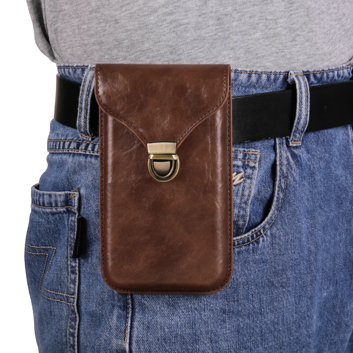 Color: black, Material: ABS - Leather Phone Belt Clip Case Holder For iPhone 16 15 Plus 14 13 12 11 Pro XS Max Redmi Note 10 Men Waist Bag Holster Pouch Cover