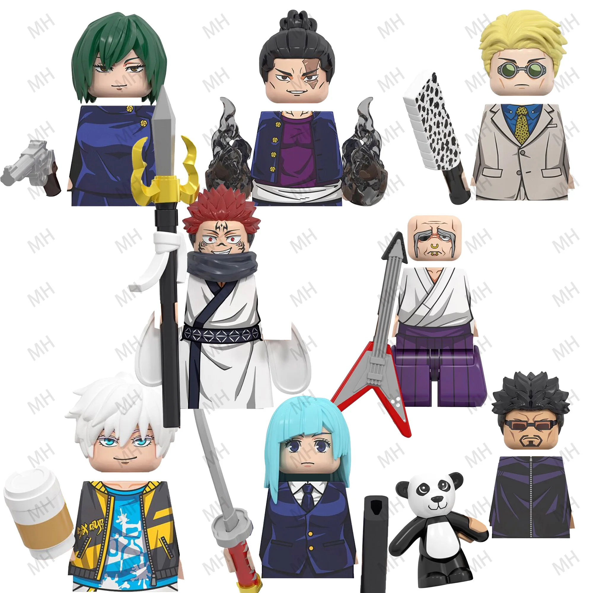 Color: Red - Anime Jujutsu Kaisen JJK Gojo Satoru Riko Orimoto Okkotsu Yuta Nanami Panda Building Blocks Figures Toys WM6139 WM6140 WM6149