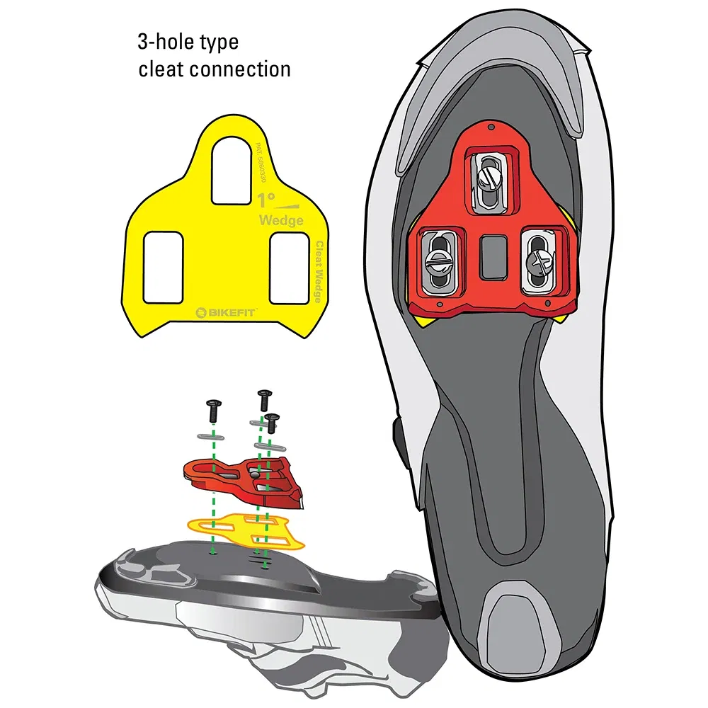 Color: Yellow - BikeFit Cleat Wedges for Shimano Road SPD-SL & MTB SPD ATAC SpeedPlay Crank Bros Cleats 8 pcs/Pack Bike Fitting