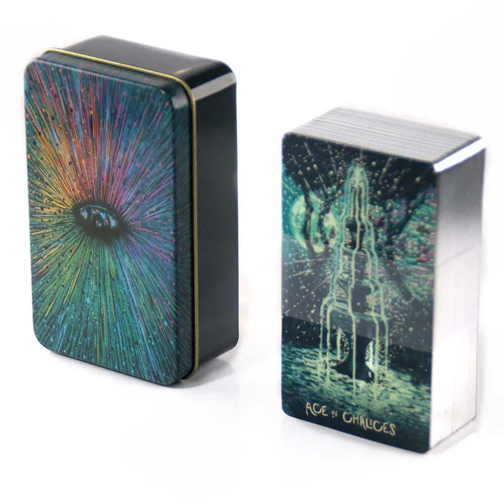 Color: WHITE - Adventures time Tarot 78pcs Cards in a Tin Metal Box Gold plated Edge Tarot Cards For Divination Tarot Deck Beautiful Package