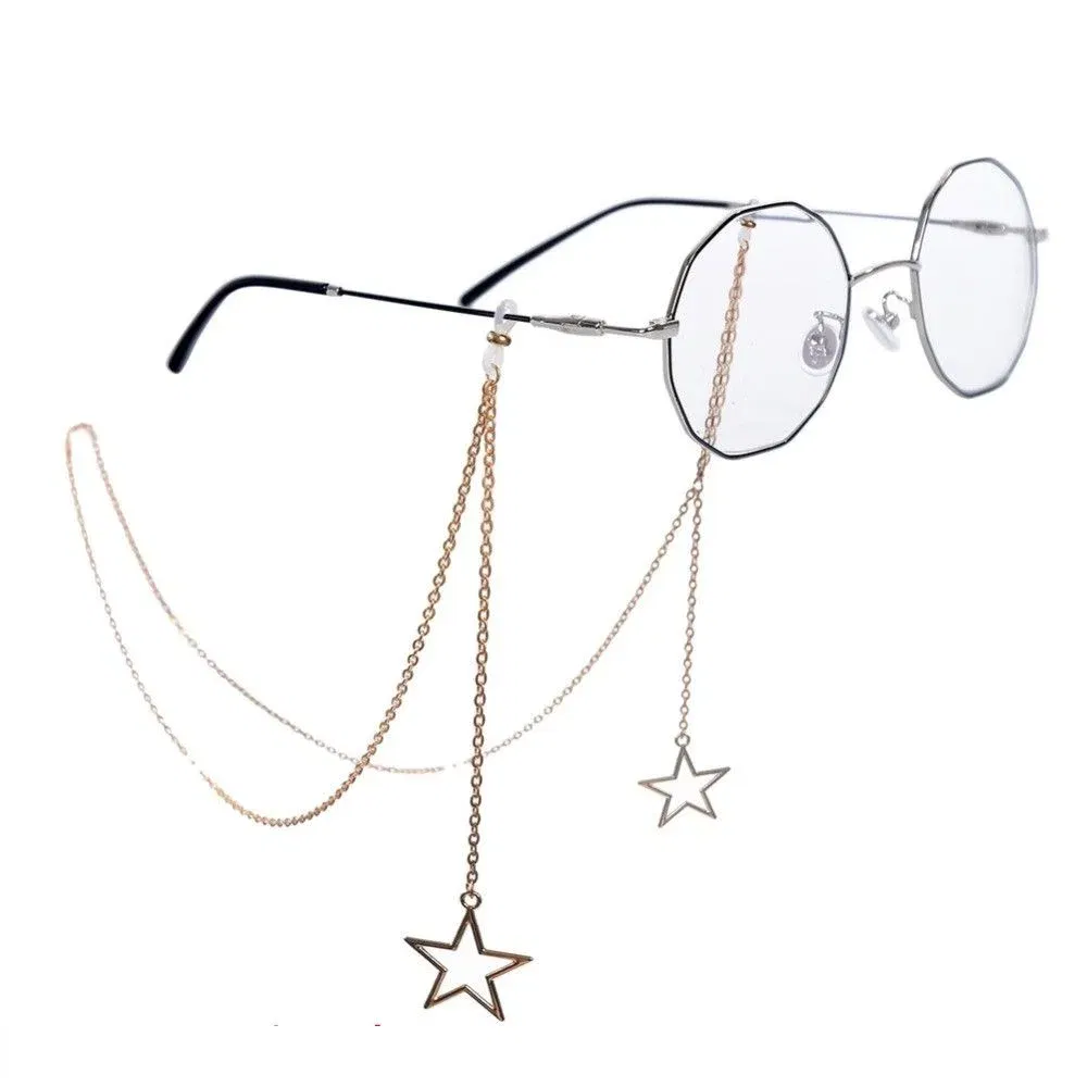 Color: Yellow - New Fashion Women Eyeglass Chain Hollow Star Pearl Beaded Sunglasses Reading Glasses Lanyard Eyewear Holder Neck Strap Rope