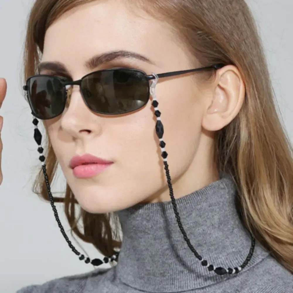 Color: Yellow - New Fashion Women Eyeglass Chain Hollow Star Pearl Beaded Sunglasses Reading Glasses Lanyard Eyewear Holder Neck Strap Rope