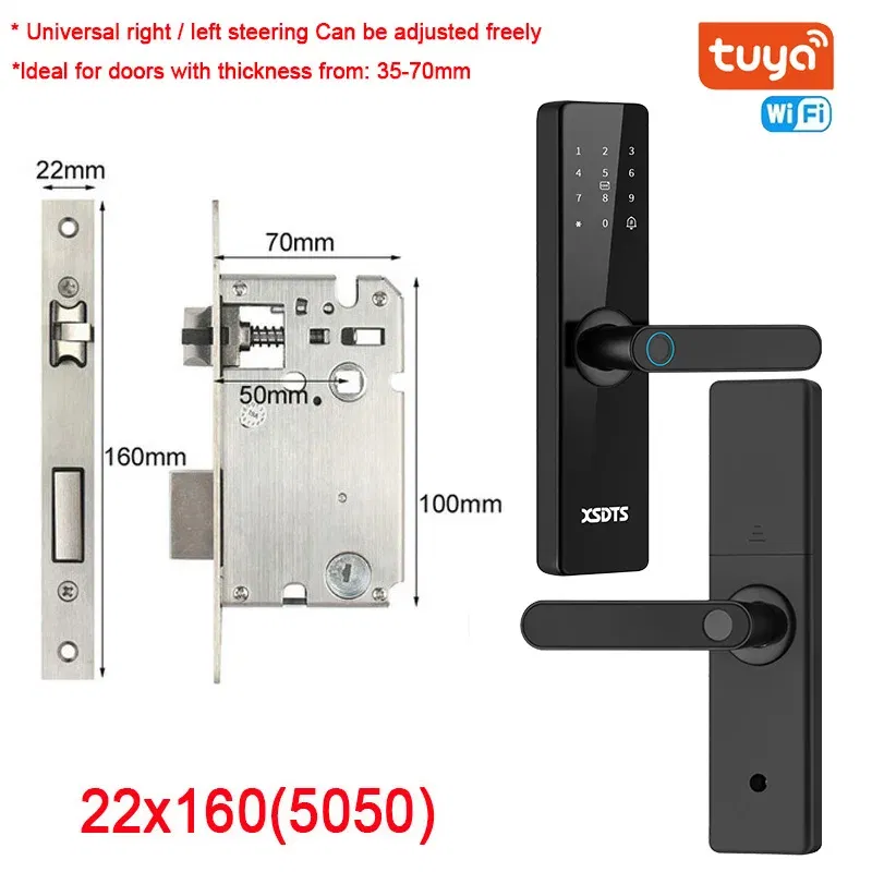Color: green, Ships From: CHINA - New! Tuya Wifi Electronic Smart Door Lock With Biometric Fingerprint / Smart Card / Password / Key Unlock/ USB Emergency Charge