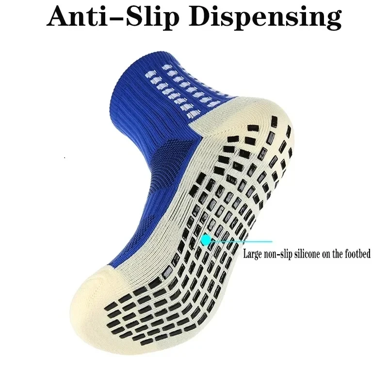 Color: Blue - Anti-Slip Football Socks Men Women Sports Socks Breathable Silicone Bottom Soccer Outdoor Sport Running Cycling Grip Socks