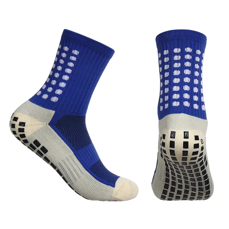 Color: Blue - Anti-Slip Football Socks Men Women Sports Socks Breathable Silicone Bottom Soccer Outdoor Sport Running Cycling Grip Socks