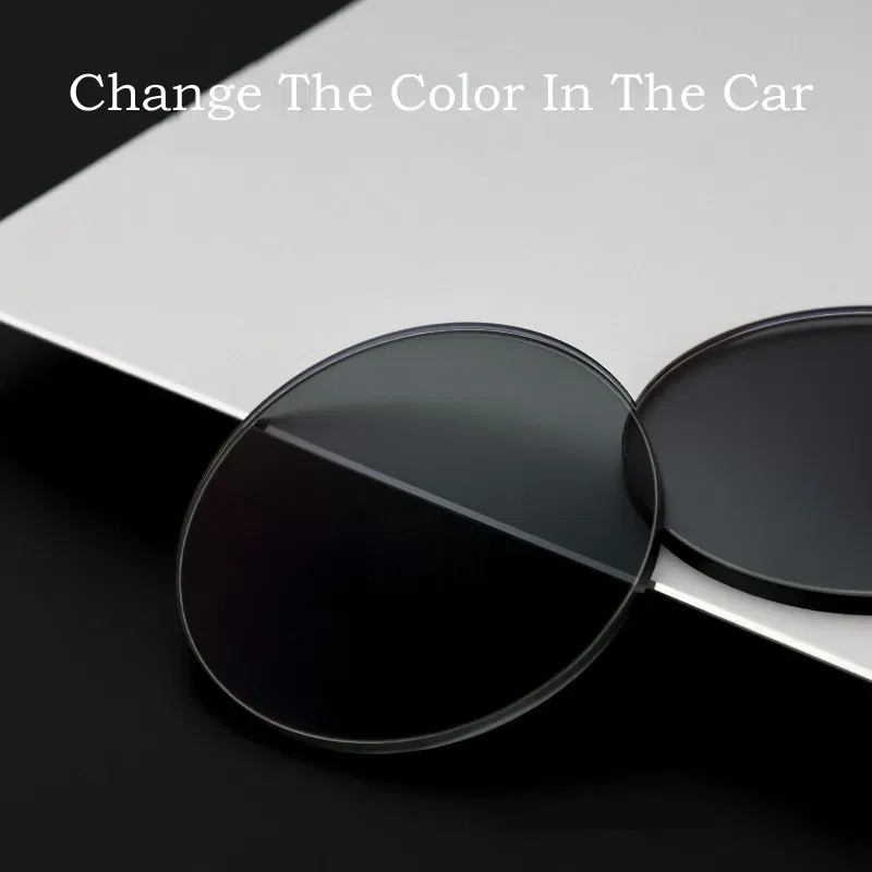 Lenses Color: WHITE - MOMOJA 1.56/1.61 Chameleon Driving Lens Anti-blue Ray Anti-glare Photochromic Lens Anti-scratch Anti-reflection HMC lens 1 pair