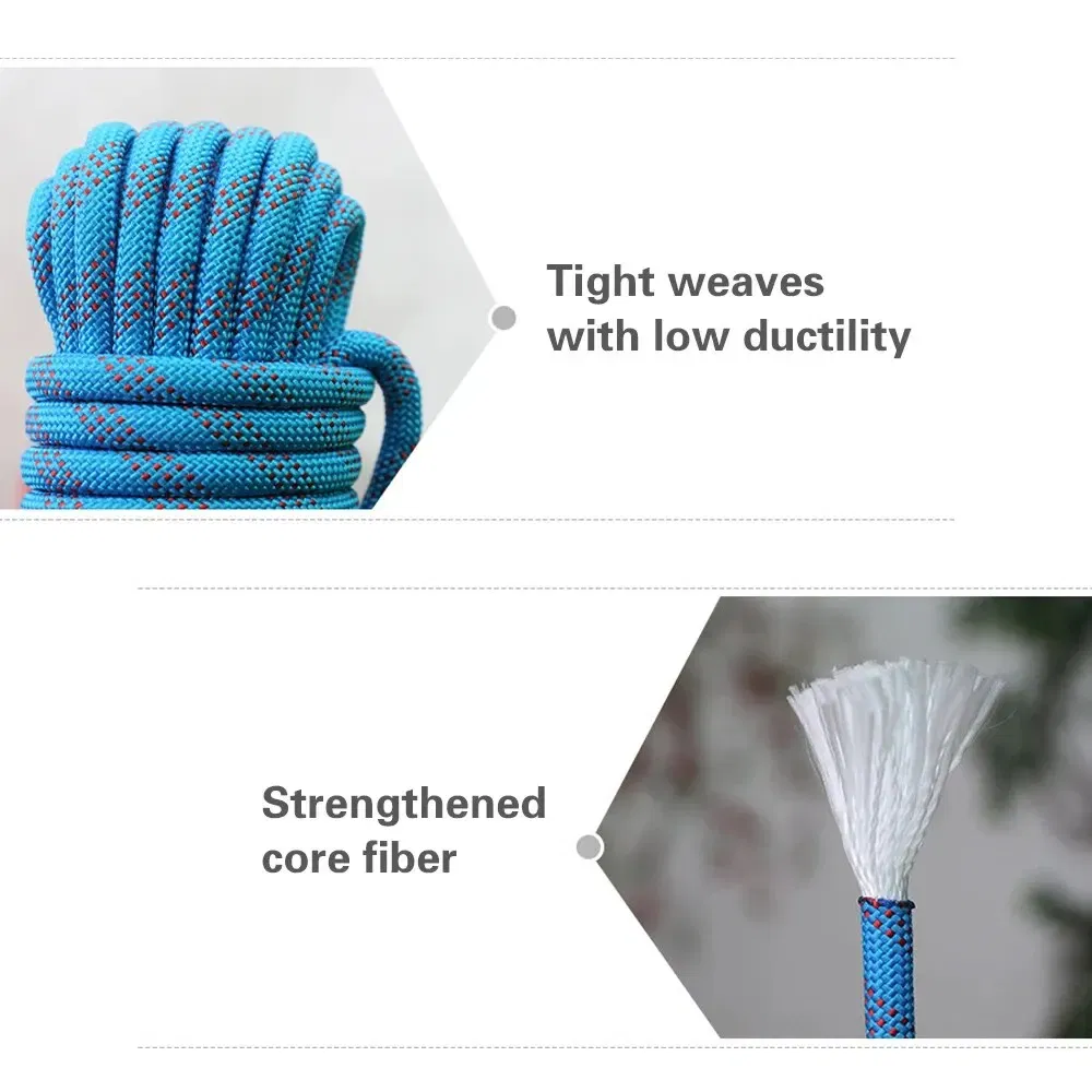 Color: Gold - Tomshoo 10mm Rock Climbing Rope 10M/20M/30M Outdoor Static Rapelling Rope for Fire Rescue Safety Escape Climbing Accessories