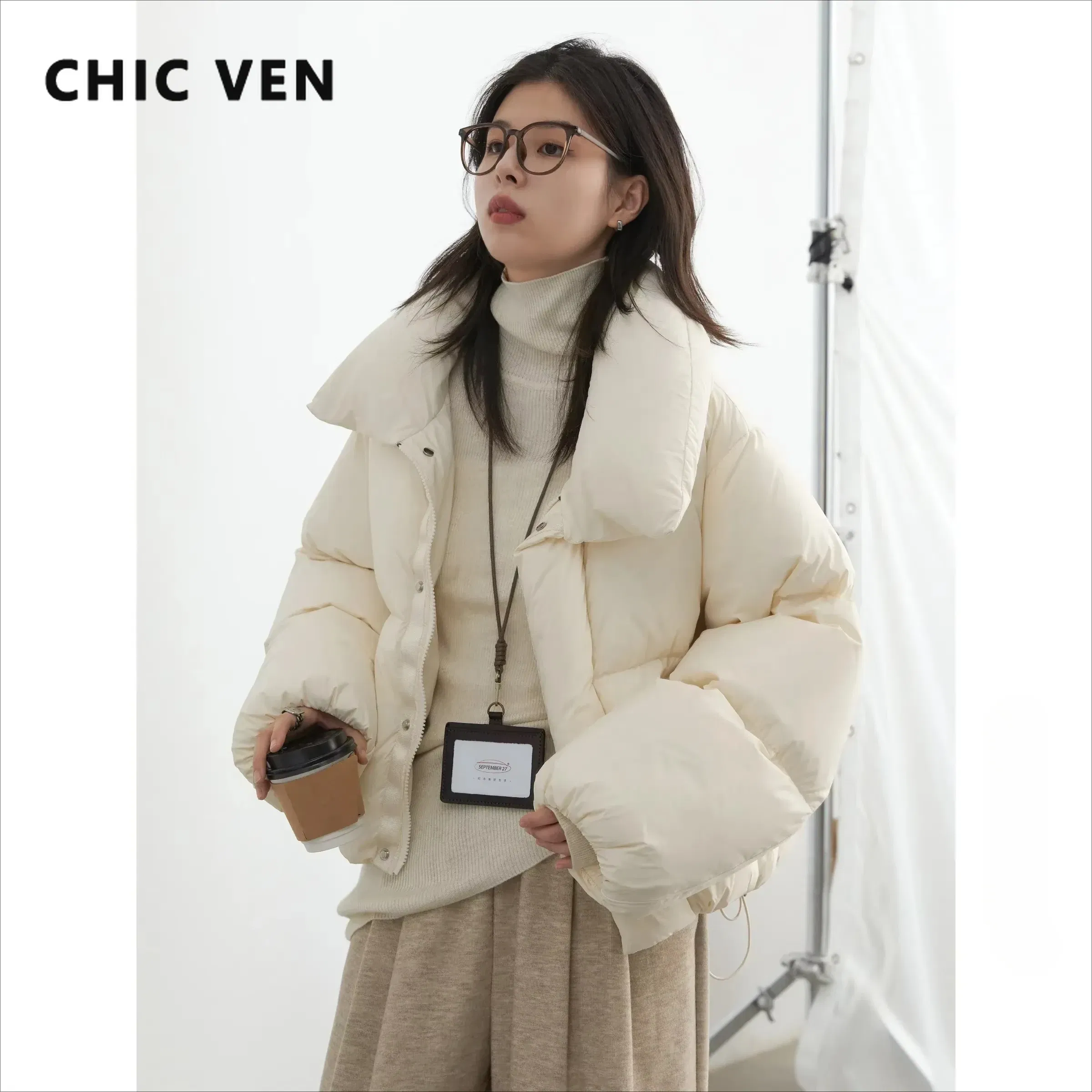 CHIC VEN Women Down Coats New 90 White Duck Down Puffs Down Jacket Female Bread Jacket Ladies Thick Warm Outerwear Winter 2024