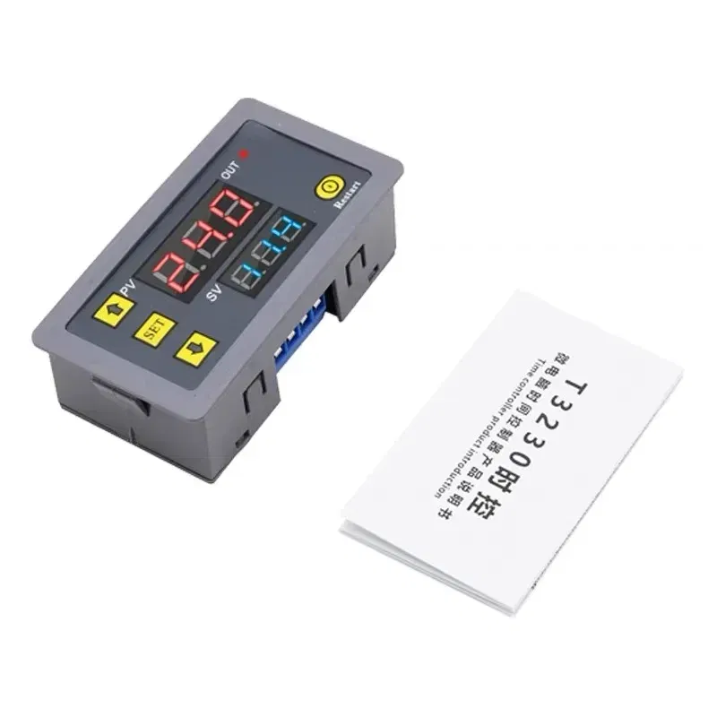 Color: Beige - T3230 220V24V12V Digital Time Delay Relay Dual LED Display Cycle Timer Control Switch Adjustable Timing Relay Time Delay Switch