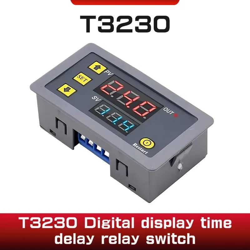 Color: Beige - T3230 220V24V12V Digital Time Delay Relay Dual LED Display Cycle Timer Control Switch Adjustable Timing Relay Time Delay Switch