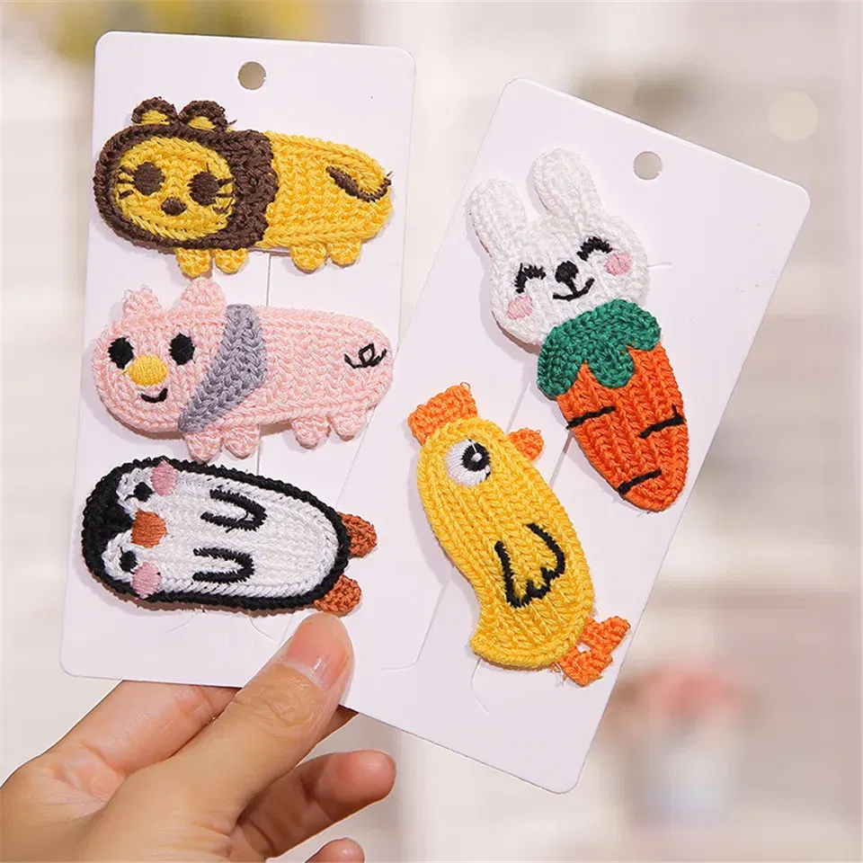 Color: Dark Brown - Cartoon Handmade Woolen Animal Hairpin Hair Accessories For Girls Hair Clips Children Glitter Felt Fabric Hairclip Cat Barrettes