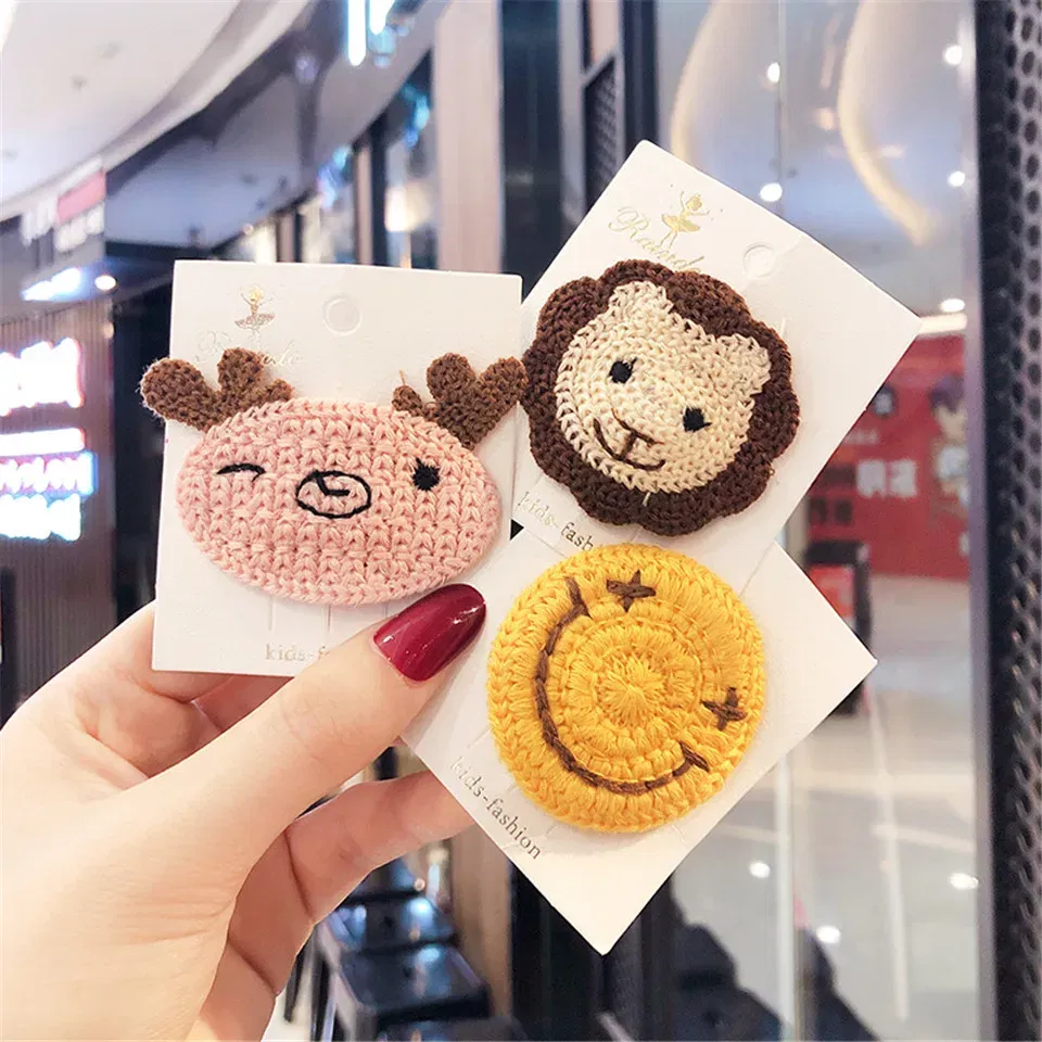 Color: Dark Brown - Cartoon Handmade Woolen Animal Hairpin Hair Accessories For Girls Hair Clips Children Glitter Felt Fabric Hairclip Cat Barrettes