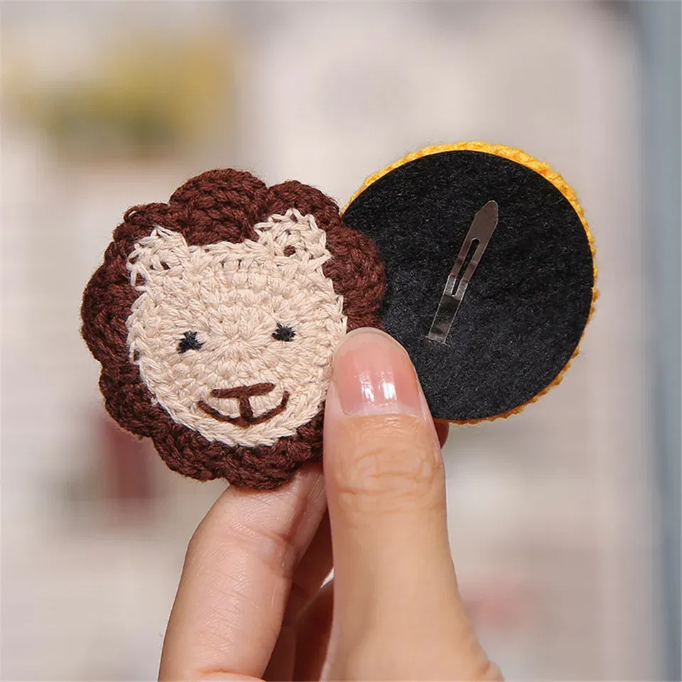 Color: Dark Brown - Cartoon Handmade Woolen Animal Hairpin Hair Accessories For Girls Hair Clips Children Glitter Felt Fabric Hairclip Cat Barrettes