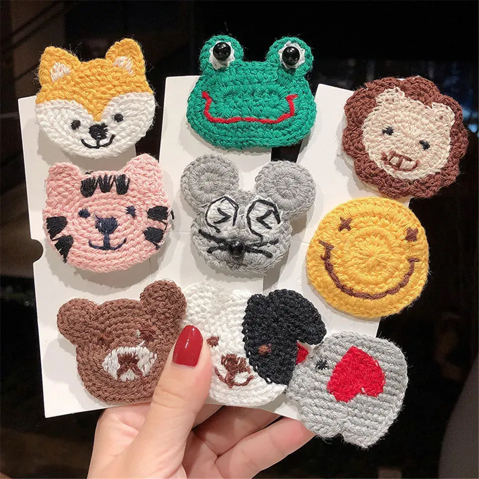 Color: Dark Brown - Cartoon Handmade Woolen Animal Hairpin Hair Accessories For Girls Hair Clips Children Glitter Felt Fabric Hairclip Cat Barrettes