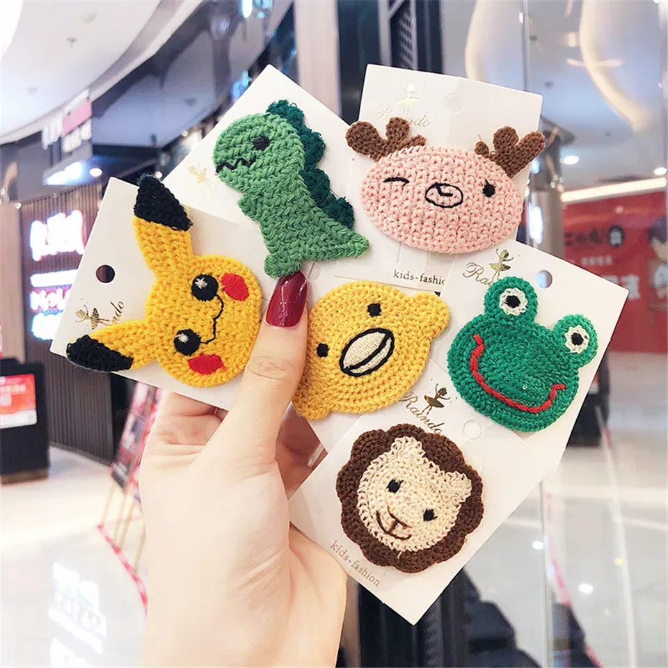 Color: Dark Brown - Cartoon Handmade Woolen Animal Hairpin Hair Accessories For Girls Hair Clips Children Glitter Felt Fabric Hairclip Cat Barrettes