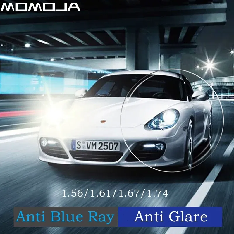 Lenses Color: Blue, Lens Index: 1.74 - MOMOJA 1.56/1.61/1.67/1.74 Anti-blue Light Anti-glare Anti-scratch Computer Driving Myopia Hyperopia Astigmatism Optical Lenses