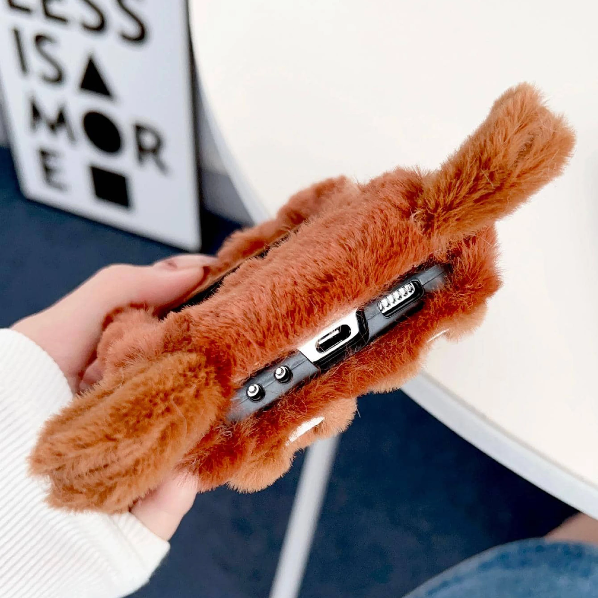 Color: WHITE, Size: Samsung Galaxy Z Flip 5 - Cartoon three-dimensional bear plush folding phone case for Samsung Galaxy Z Flip 3 4 5 all-inclusive plush folding phone case