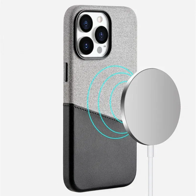 Color: Blue, Material: Plastic - Card Holder MagSafe Leather Phone Case For iPhone 14 16 Pro Max 13 15 Pro 12 Pocket Wireless Charging Alloy Lens Hit Color Cover