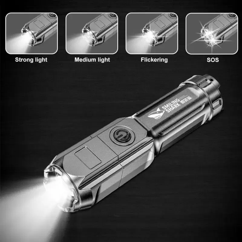 Emitting Color: Blue - Powerful LED Flashlight Rechargeable USB 18650 Waterproof Zoom Fishing Hunting 100000 Lumens Tactical Flashlight LED Flashlight