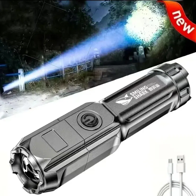Emitting Color: Blue - Powerful LED Flashlight Rechargeable USB 18650 Waterproof Zoom Fishing Hunting 100000 Lumens Tactical Flashlight LED Flashlight