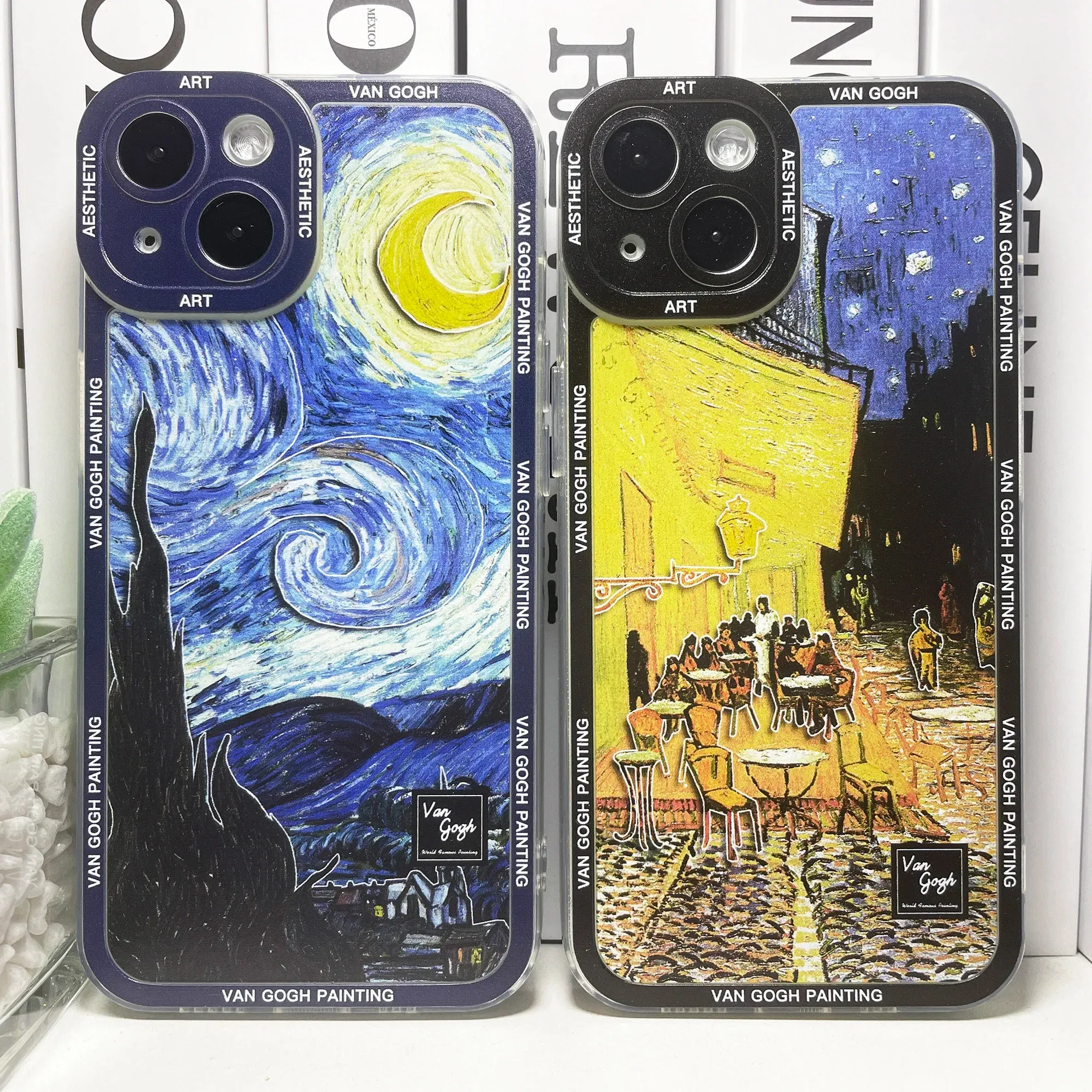 Color: Brown, Material: PE - Van Gogh Art Aesthetic Phone Case For iPhone 16 15 14 13 12 11 Pro Max Mini XS X XR SE 8 7 Plus Sunflowers The Starry Night