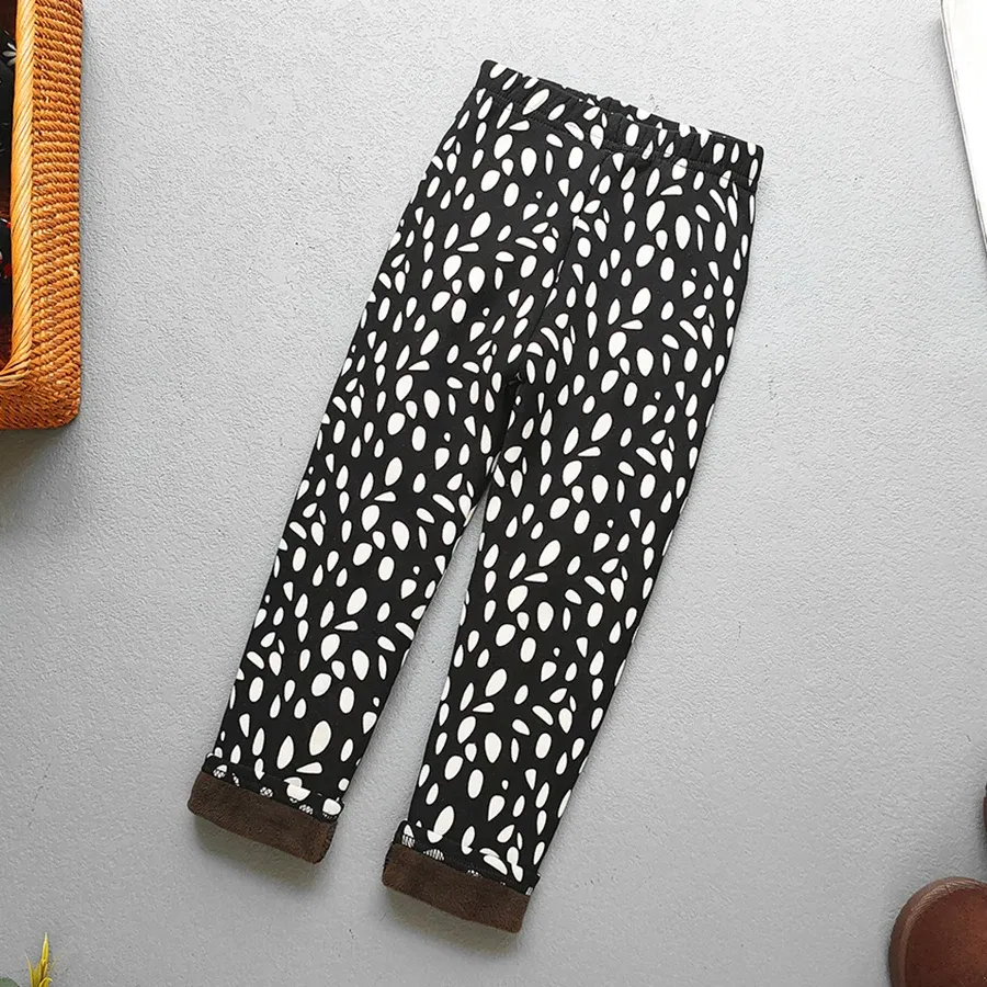 Color: Gold, Kid Size: 2T - Autumn Winter Print Flowers Thick Warm Kids Toddler Baby Girls Leggings Children's Pants