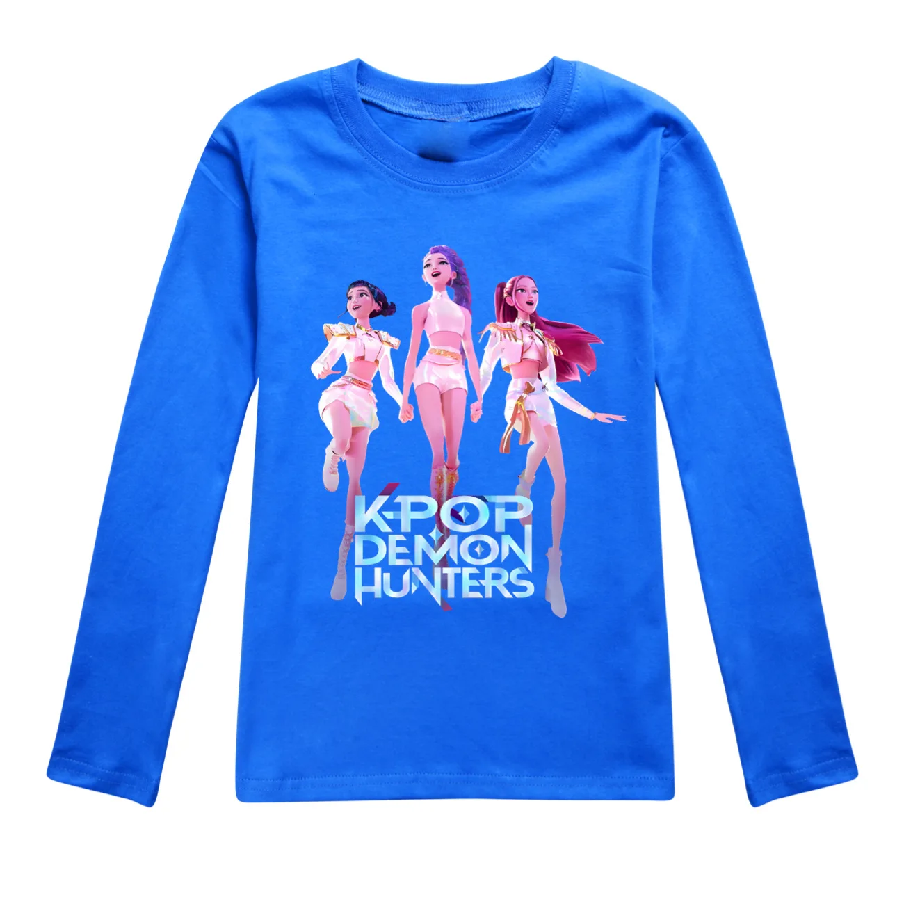 Color: Ivory, Kid Size: 6 - KPop Demon Hunters Huntrix Tshirt Kids Clothes Teenage Boys O-Neck Cartoon Casual T-shirts Girls Long Sleeve Tops Child Clothing