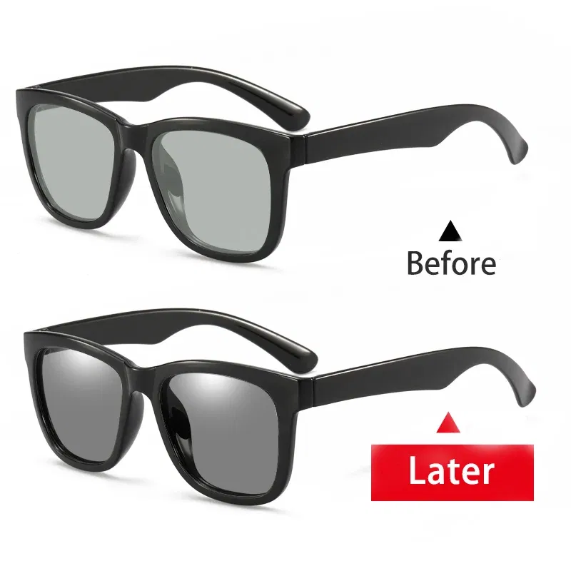 Lenses Color: PURPLE, Frame Color: Blue - Myopia Photochromic Sunglasses Diopter Polarized Driving Goggle Men Chameleon Change Color transition Prescription Sun Glasses